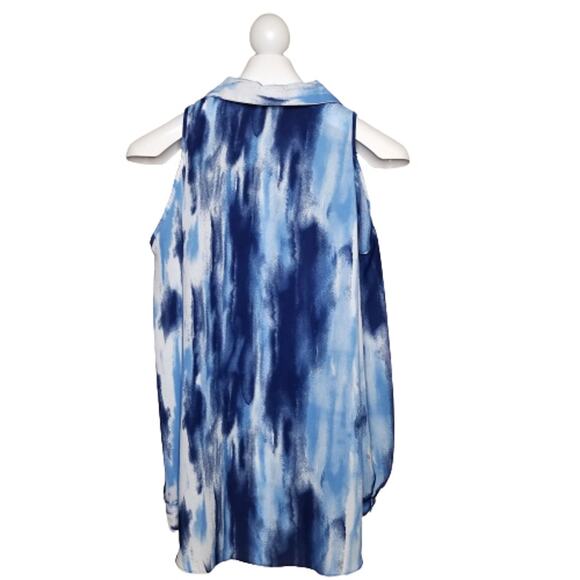 Sami & Jo Cold Shoulder Hi/Low Watercolor Blouse - Picture 2 of 7